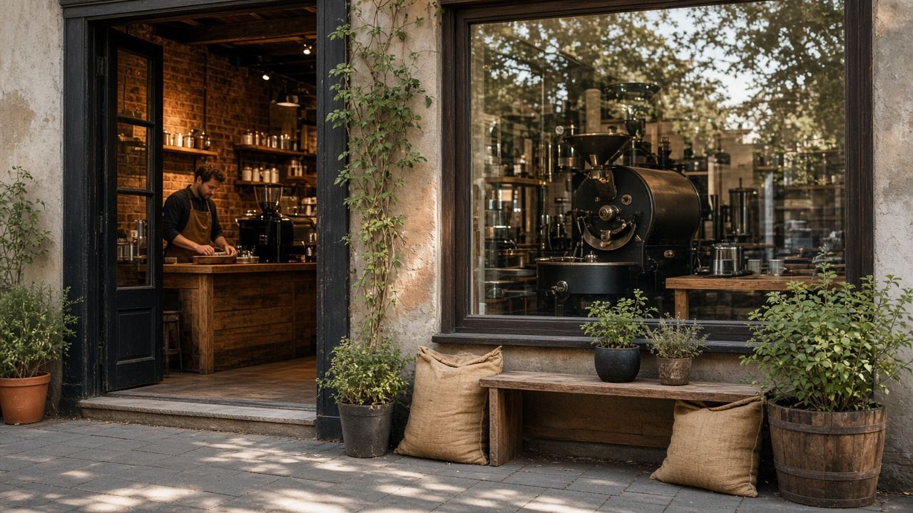 Coffee shop / small specialty roastery workspace at Urban Harbor Roastery